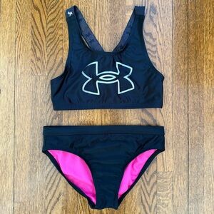 Under Armour Girls' Two-Piece Black Racer Bikini Size: 8